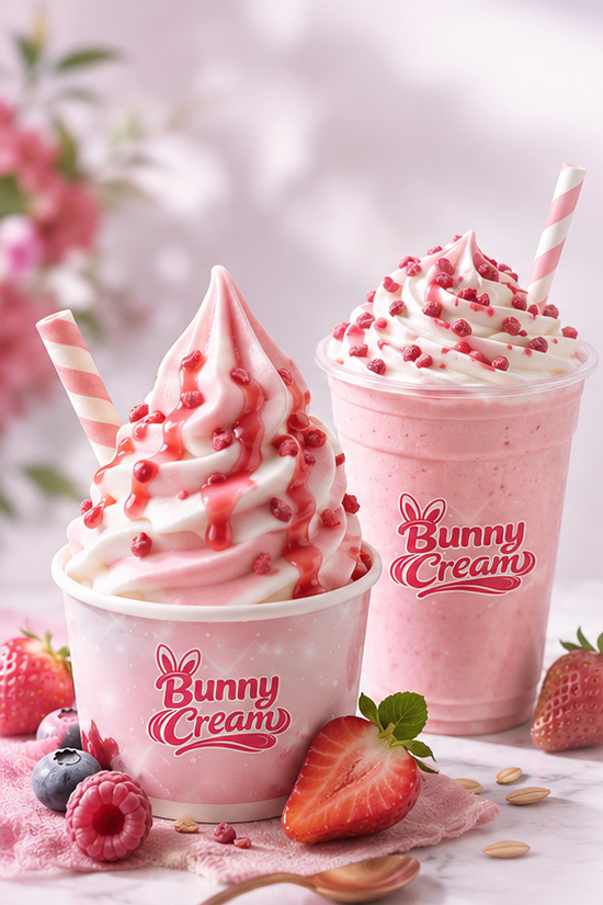 Мягкое кремообразное мороженое и молочный коктейль Bunny Cream